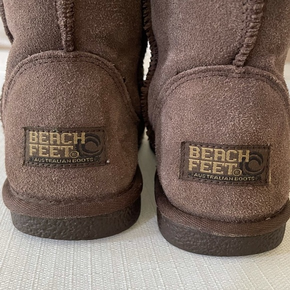 Beach Feet Australian Boots Sheepskin Suede Chocolate - Picture 7 of 16
